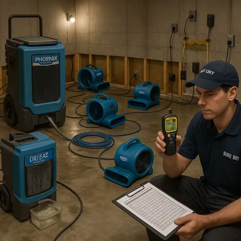 Structural Drying and Dehumidification process in Rollingwood, CA